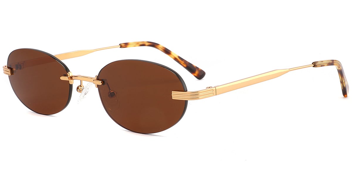 Acetate Oval Sunglasses gold+amber_polarized