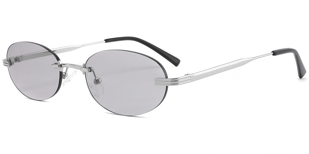 Acetate Oval Sunglasses silver+light_grey_polarized