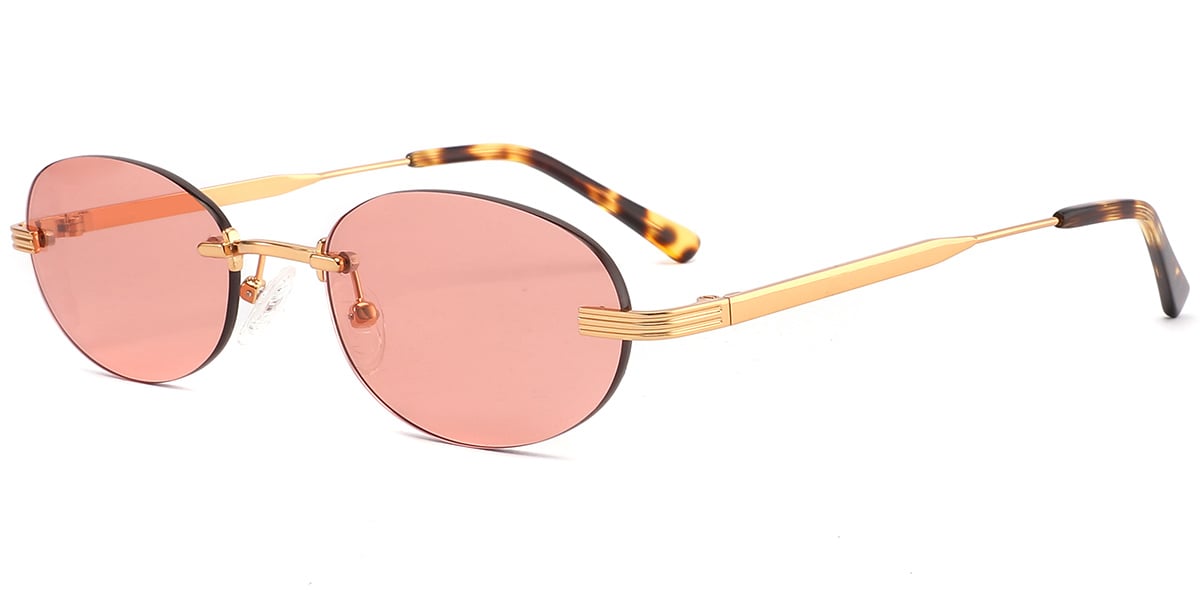 Acetate Oval Sunglasses gold+rose_polarized