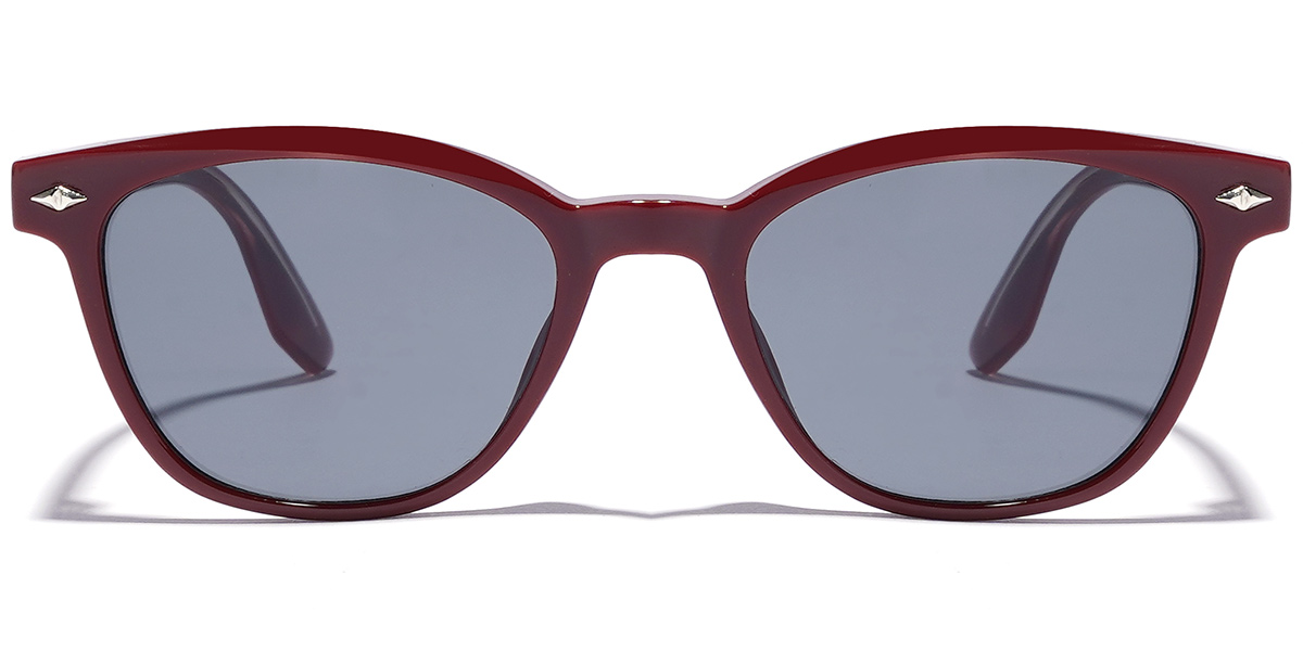 Rectangle Sunglasses wine_red+dark_grey