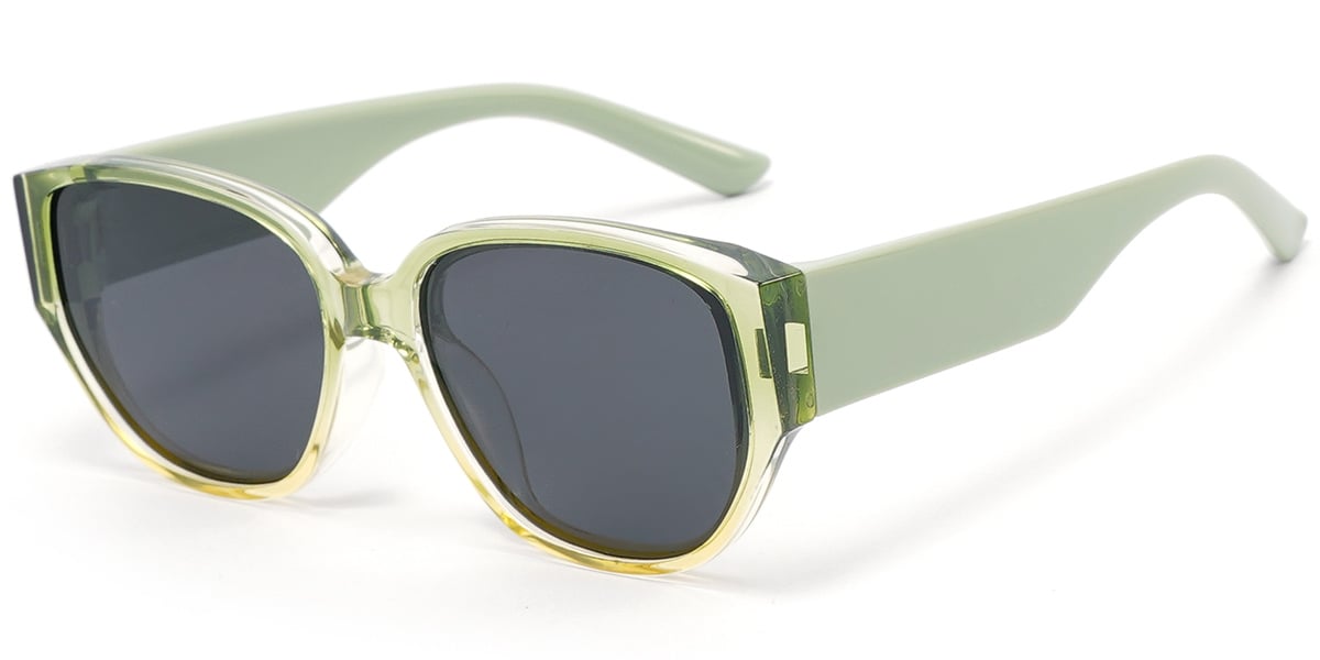 Kid's Geometric Sunglasses gradient_green+dark_grey_polarized