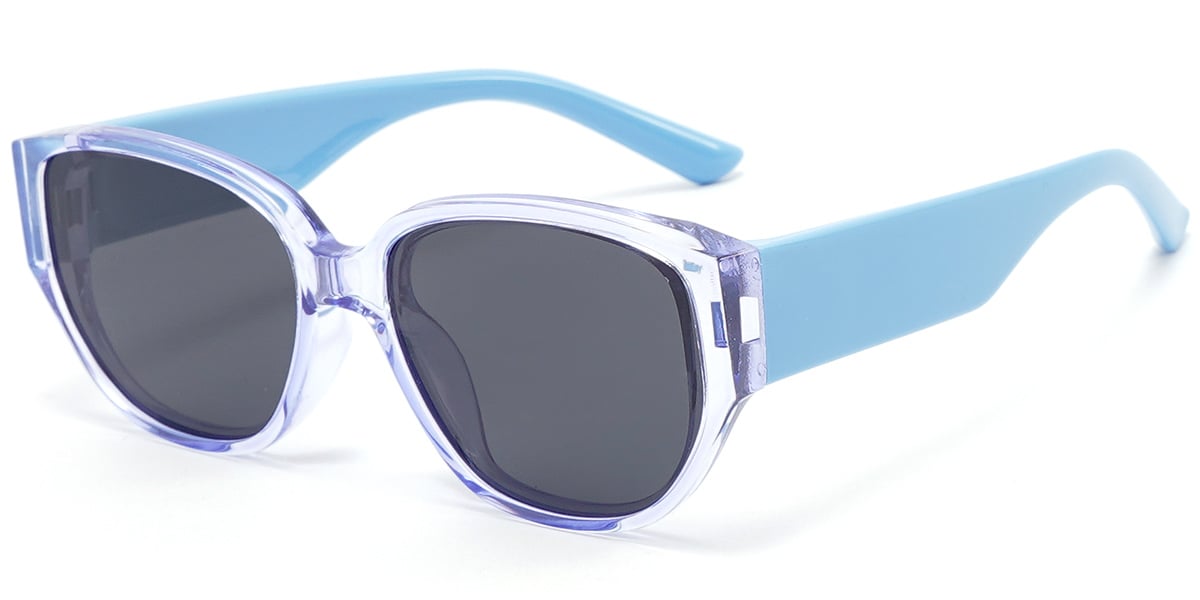 Kid's Geometric Sunglasses translucent-blue+dark_grey_polarized