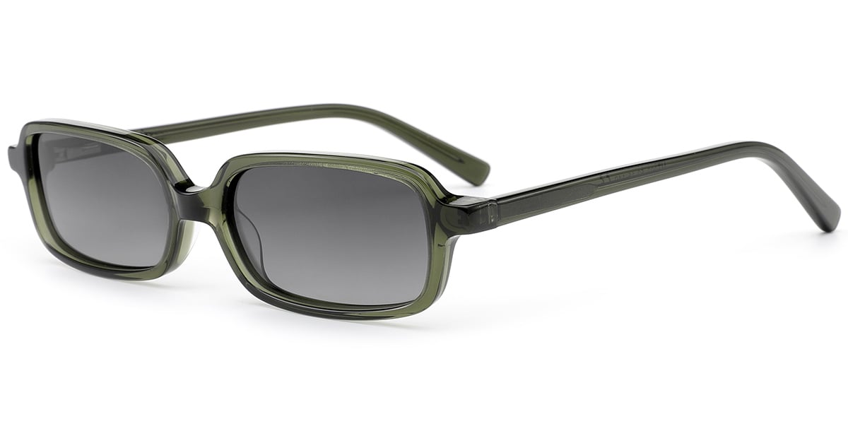 Acetate Rectangle Sunglasses translucent-green+gradient_grey_polarized