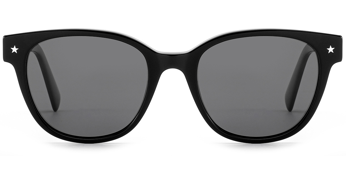 Acetate Square Sunglasses black+dark_grey_polarized