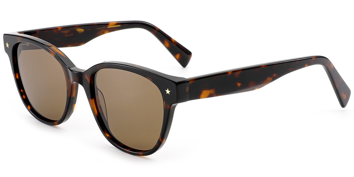 Acetate Square Sunglasses tortoiseshell+amber_polarized