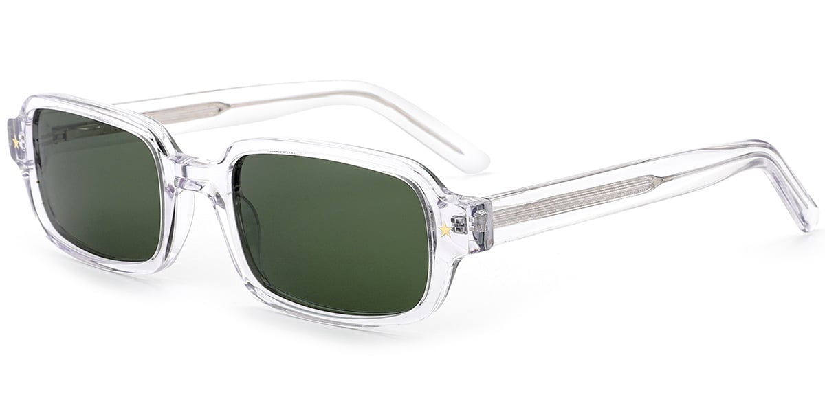 Acetate Rectangle Sunglasses translucent+green_polarized