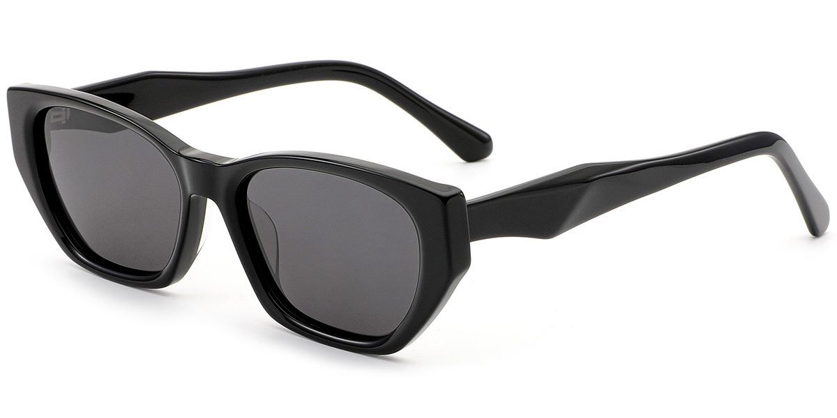 Acetate Square Sunglasses black+dark_grey_polarized