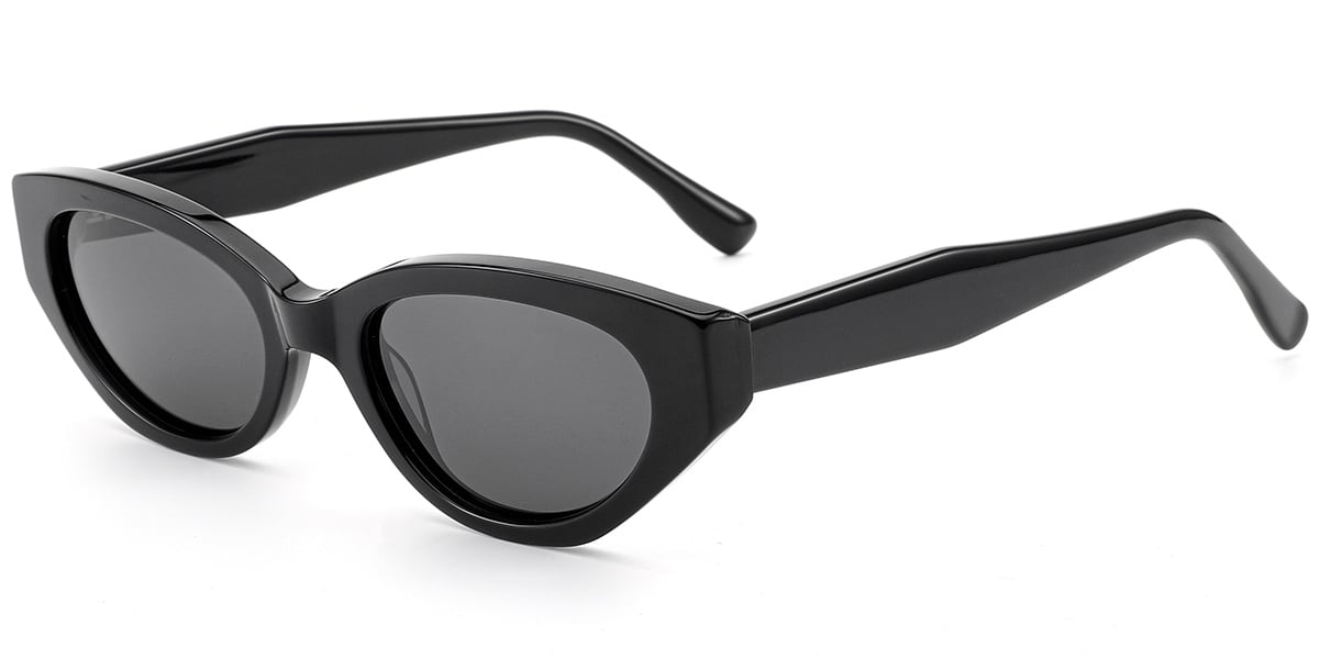 Acetate Oval Sunglasses black+dark_grey_polarized
