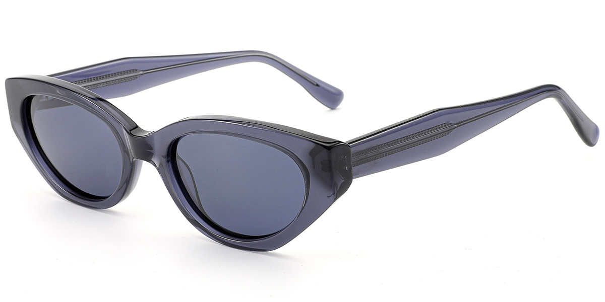 Acetate Oval Sunglasses translucent-blue+blue_polarized