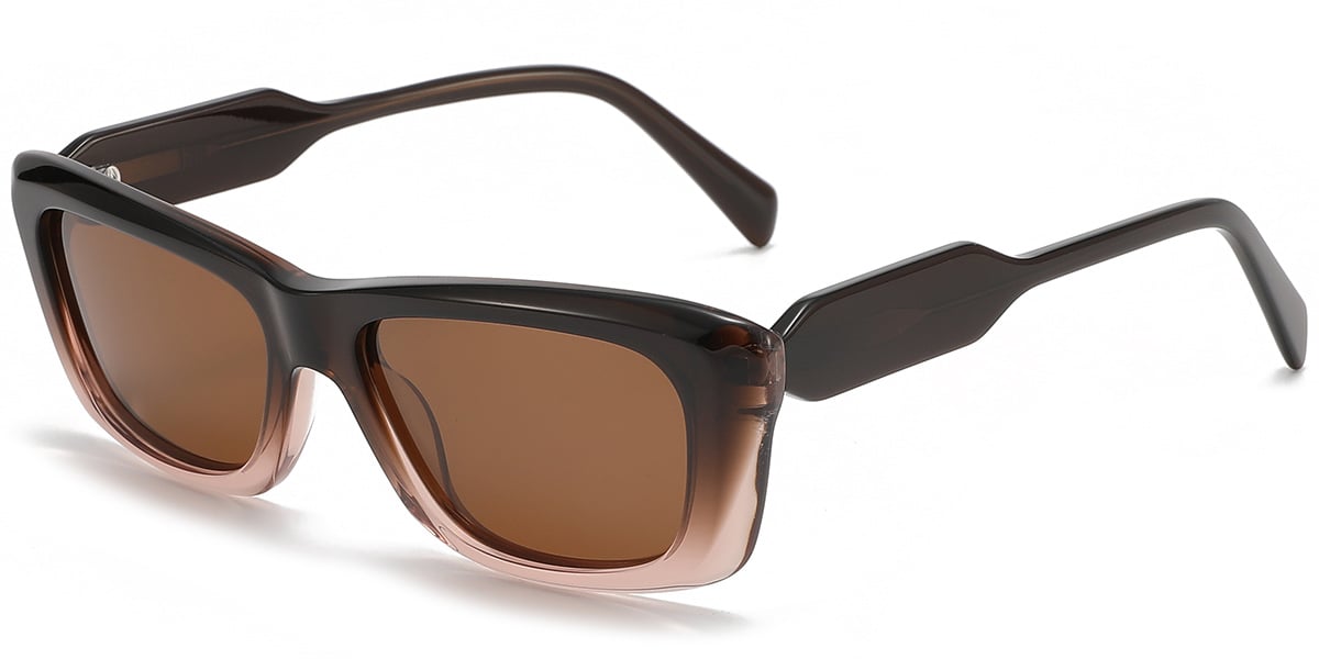 Acetate Rectangle Sunglasses gradient_brown+amber_polarized