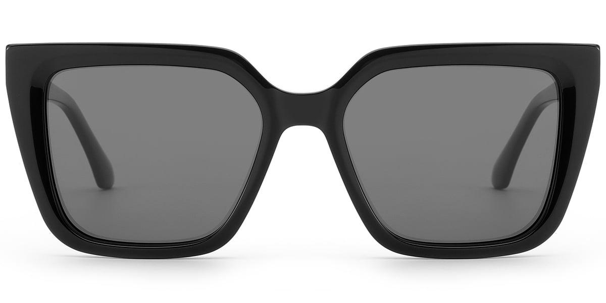 Acetate Square Sunglasses black+dark_grey_polarized
