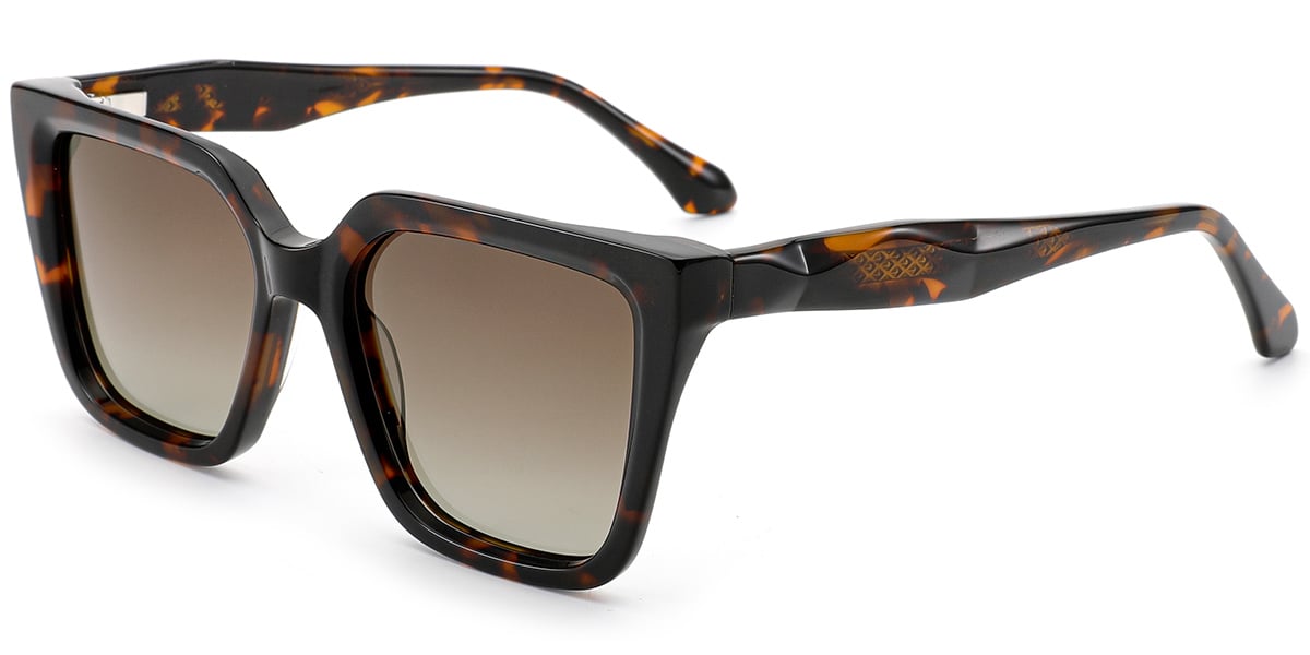 Acetate Square Sunglasses tortoiseshell+gradient_amber_polarized