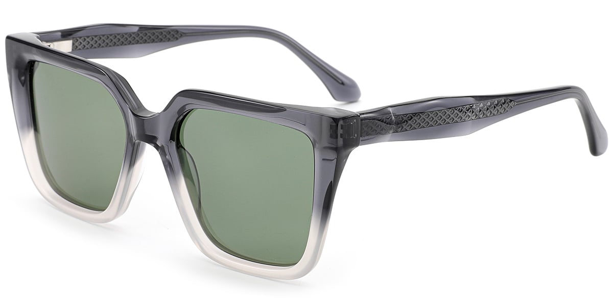 Acetate Square Sunglasses gradient_grey+green_polarized