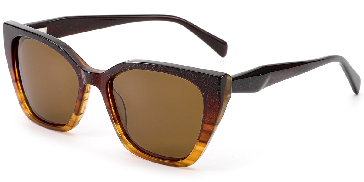 Acetate Rectangle Sunglasses pattern-brown+amber_polarized