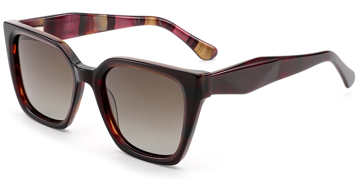 Acetate Square Sunglasses pattern-rose+gradient_amber_polarized
