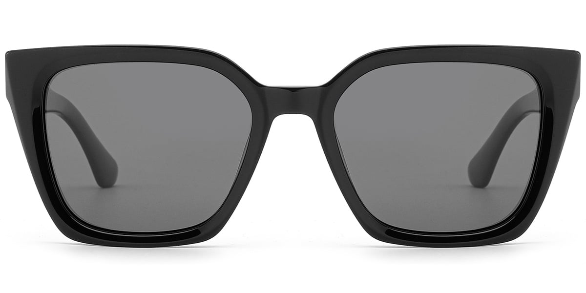 Acetate Square Sunglasses black+dark_grey_polarized