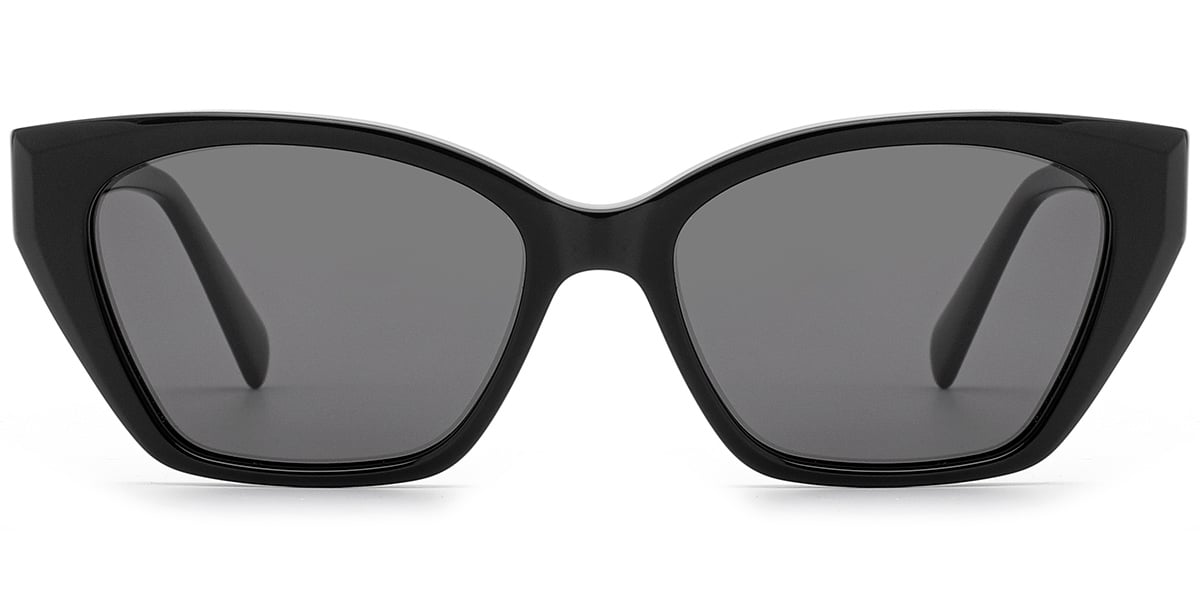 Acetate Rectangle Sunglasses black+dark_grey_polarized