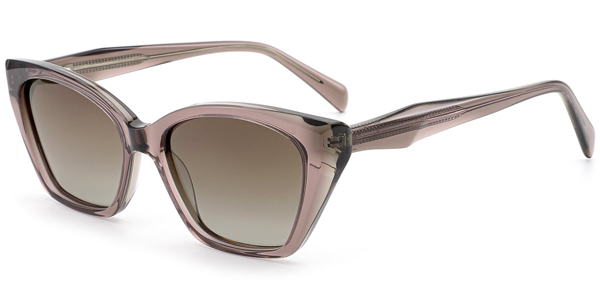 Acetate Rectangle Sunglasses translucent-brown+gradient_amber_polarized