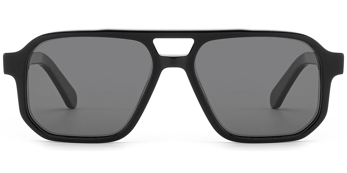 Acetate Aviator Sunglasses black+dark_grey_polarized