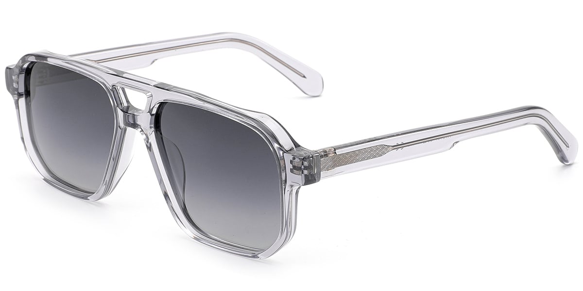 Acetate Aviator Sunglasses translucent+gradient_grey_polarized