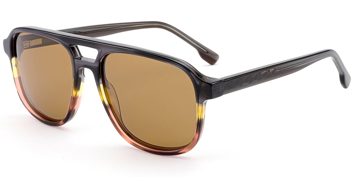 Acetate Aviator Sunglasses pattern-yellow+amber_polarized