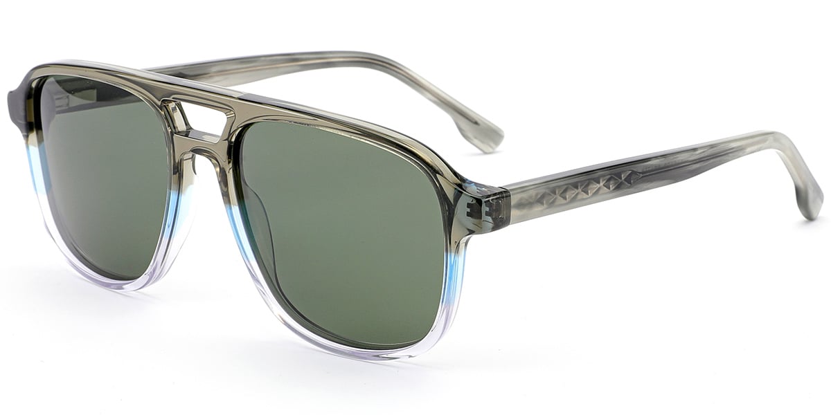 Acetate Aviator Sunglasses pattern-green+green_polarized