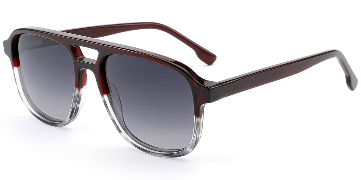 Acetate Aviator Sunglasses pattern-red+gradient_grey_polarized