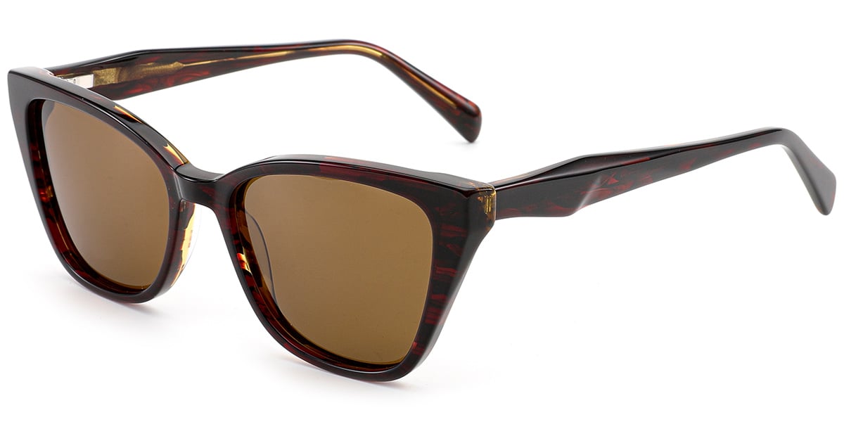 Acetate Square Sunglasses pattern-red+amber_polarized
