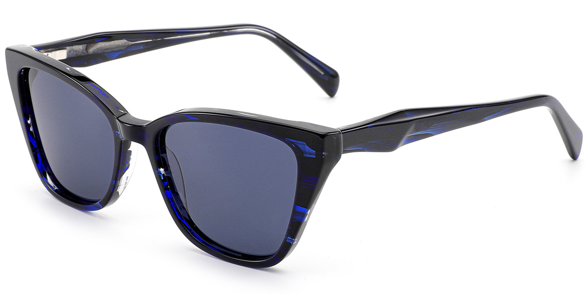 Acetate Square Sunglasses pattern-blue+blue_polarized
