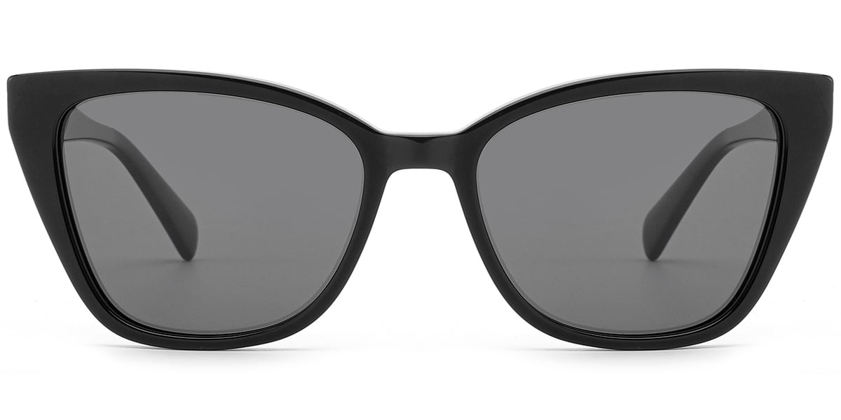 Acetate Square Sunglasses black+dark_grey_polarized