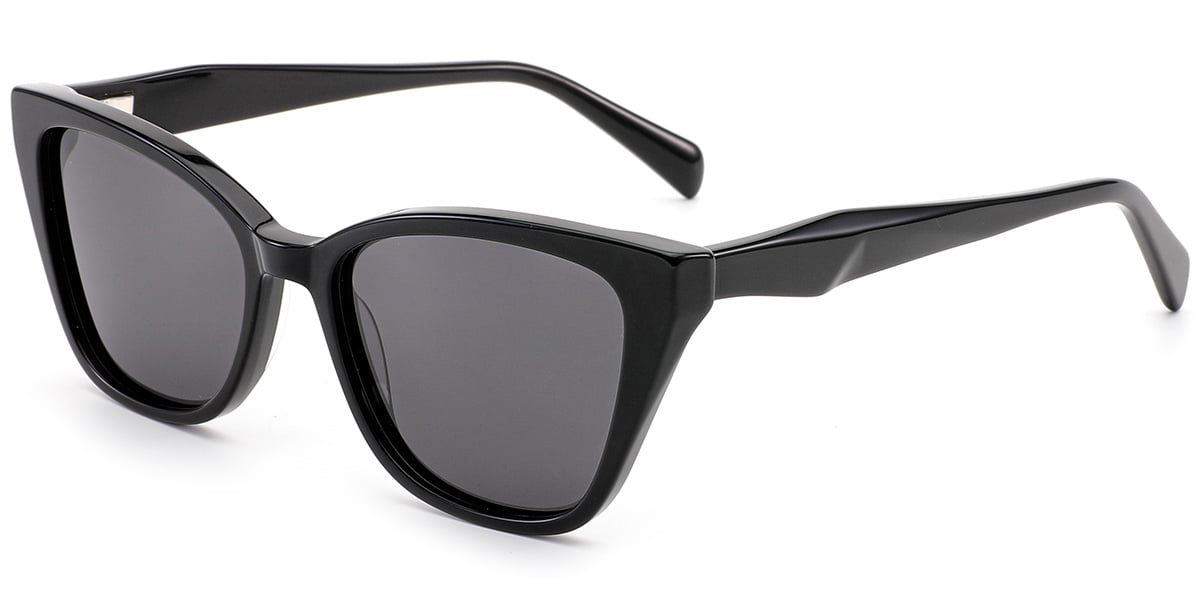 Acetate Square Sunglasses black+dark_grey_polarized