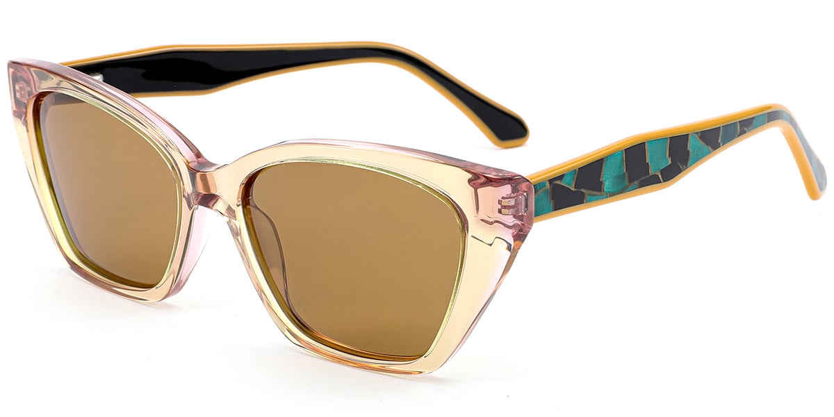 Acetate Square Sunglasses translucent-yellow+amber_polarized