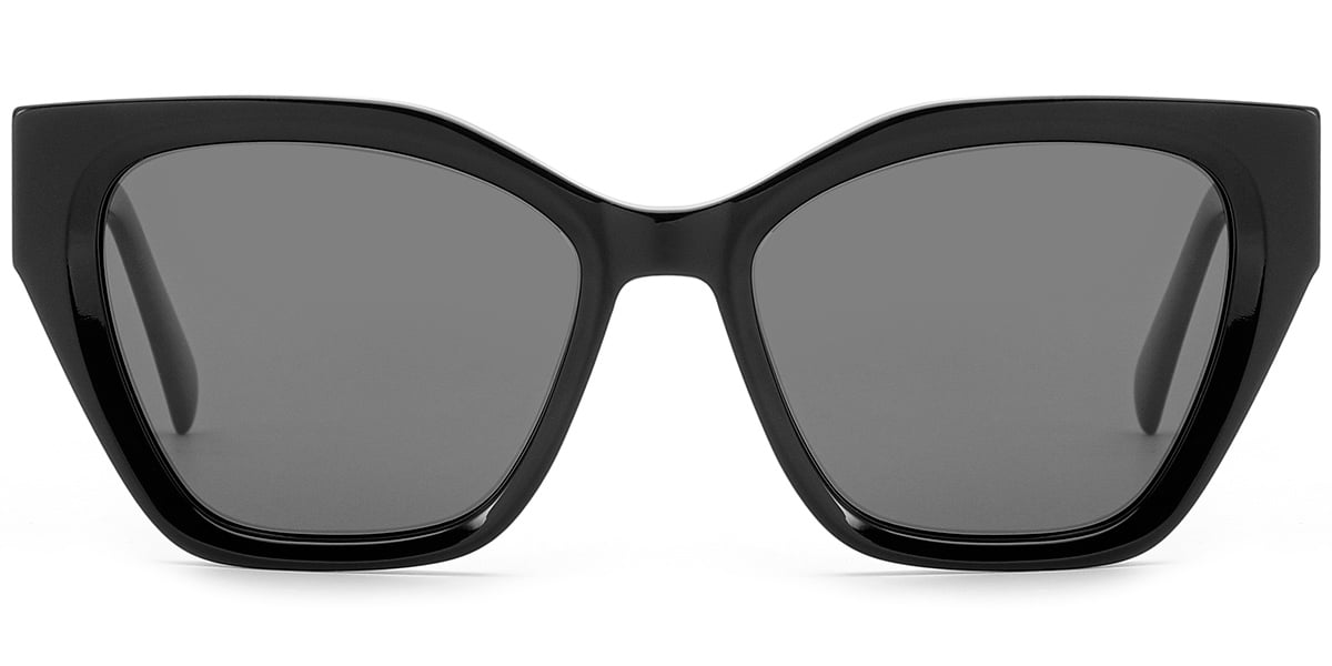 Acetate Square Sunglasses black+dark_grey_polarized