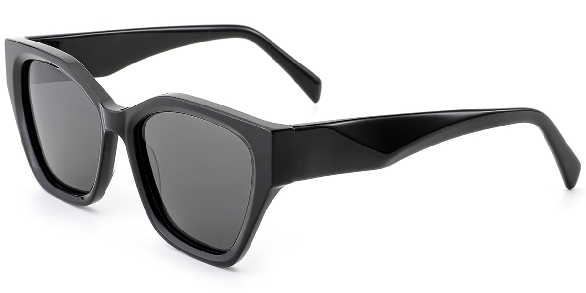 Acetate Square Sunglasses black+dark_grey_polarized