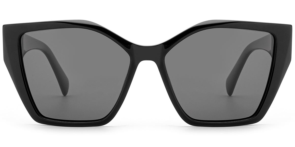 Acetate Square Sunglasses black+dark_grey_polarized