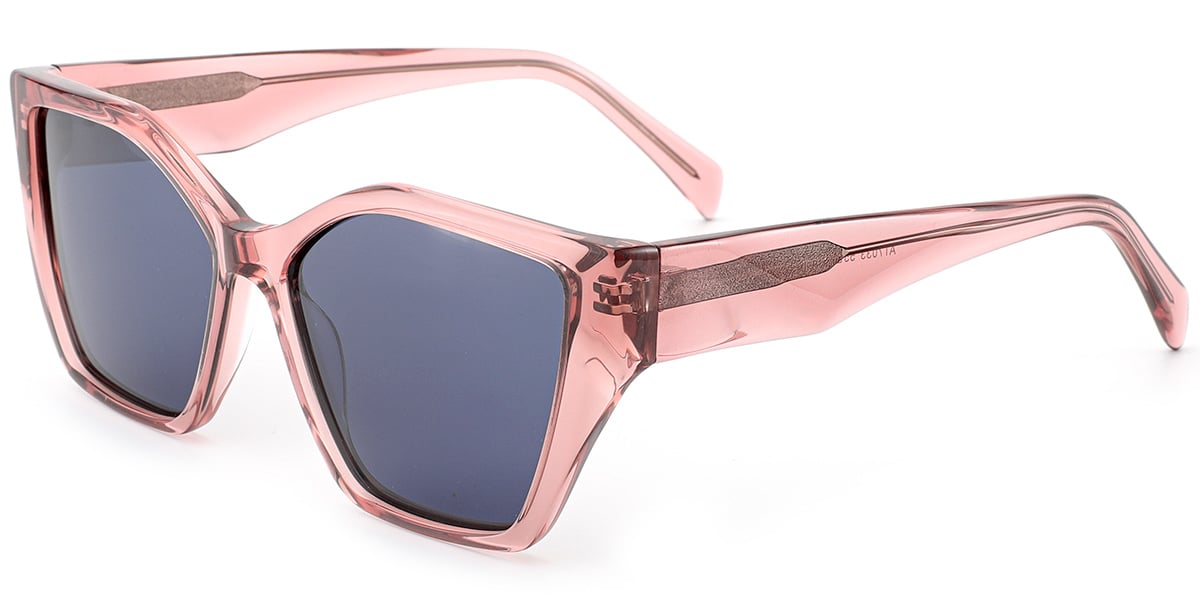Acetate Square Sunglasses translucent-pink+blue_polarized