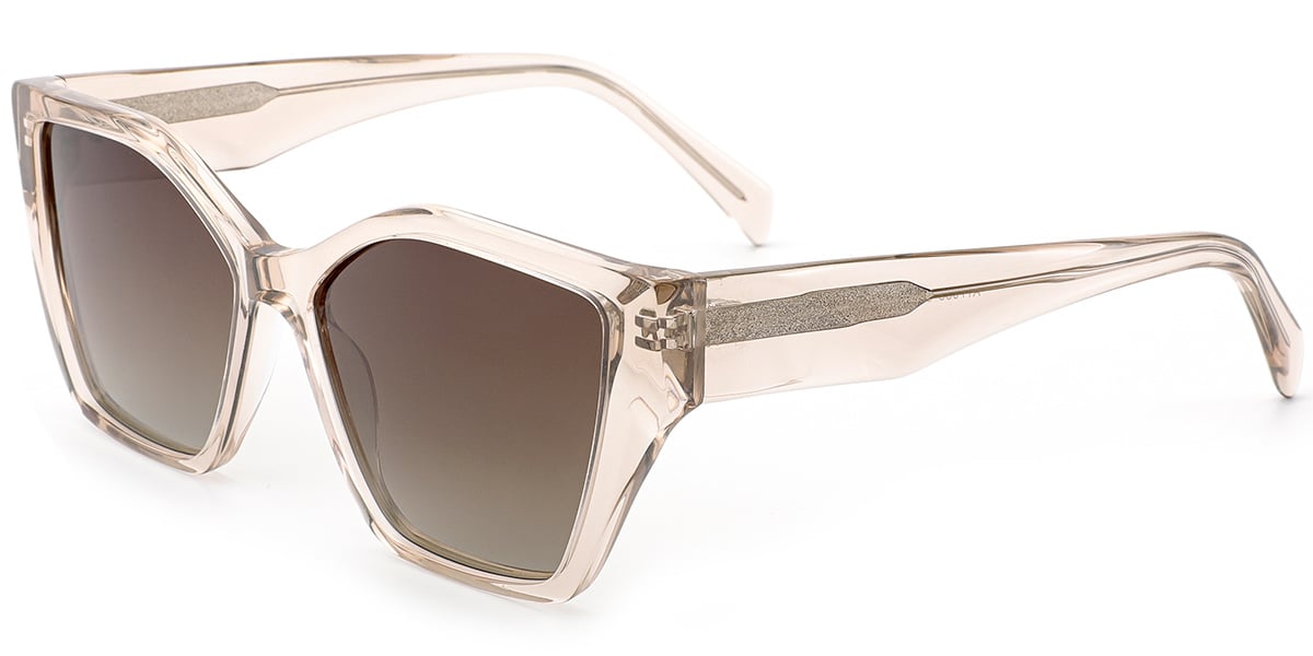 Acetate Square Sunglasses translucent-light_brown+gradient_amber_polarized