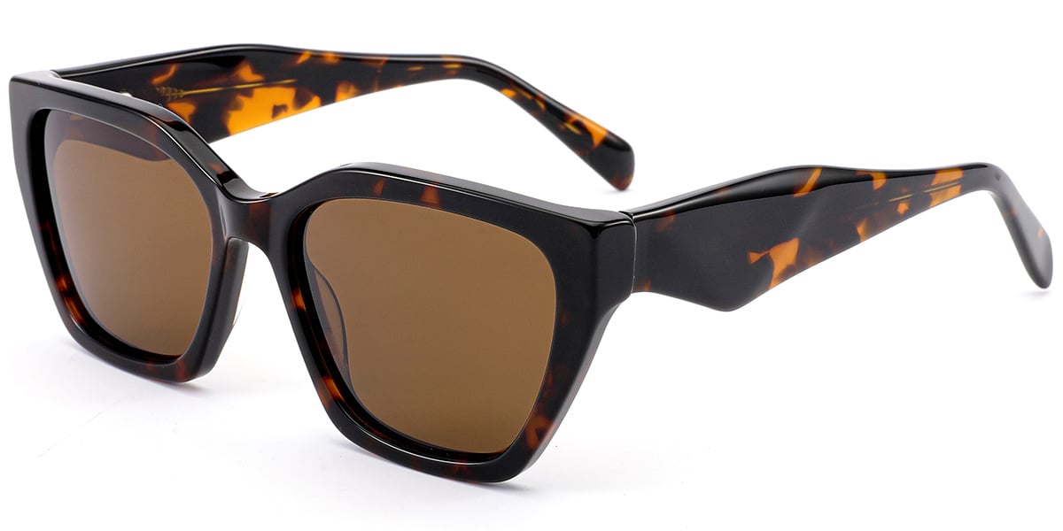 Acetate Square Sunglasses tortoiseshell+amber_polarized