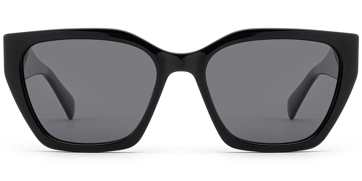 Acetate Square Sunglasses black+dark_grey_polarized