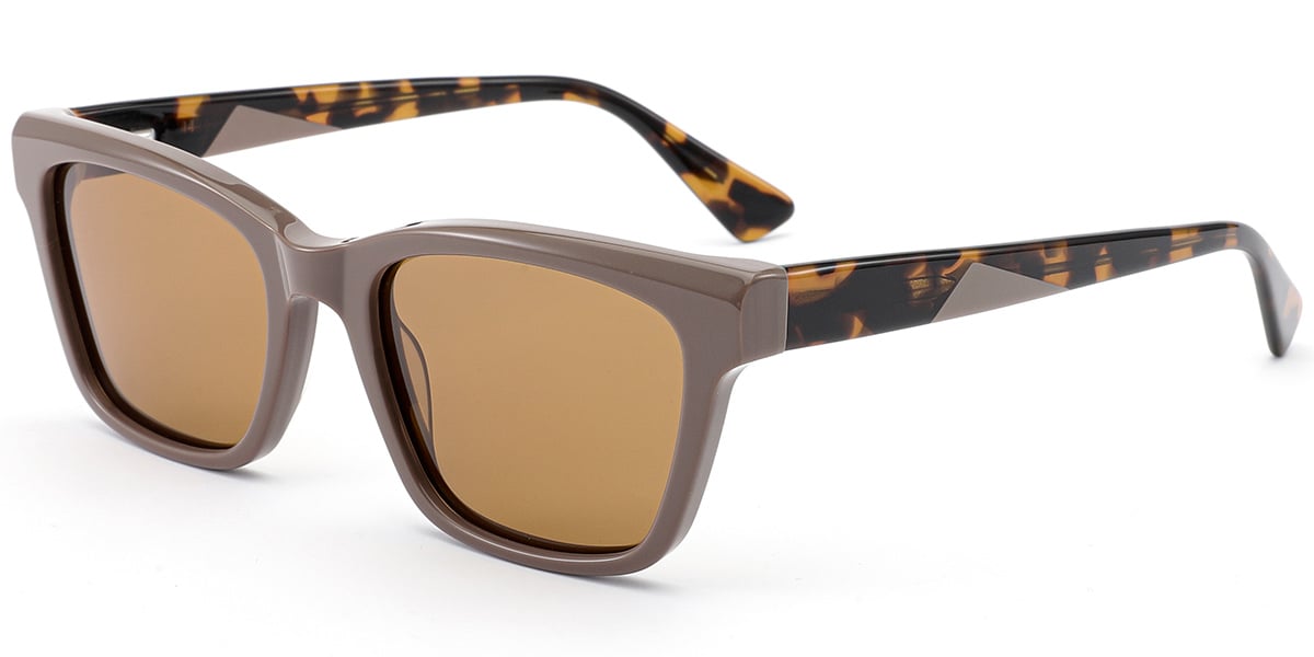 Acetate Rectangle Sunglasses coffee+amber_polarized