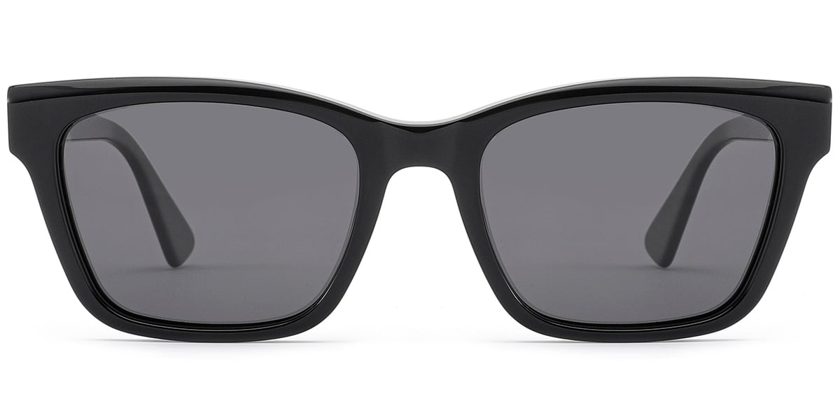 Acetate Rectangle Sunglasses black+dark_grey_polarized