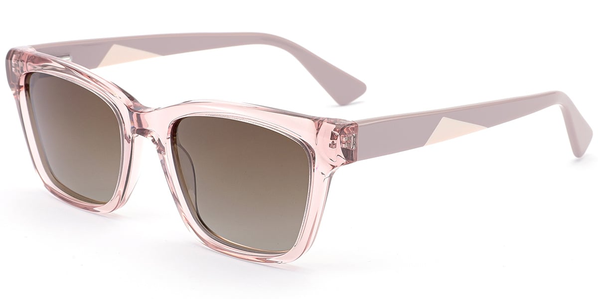 Acetate Rectangle Sunglasses translucent-pink+gradient_amber_polarized