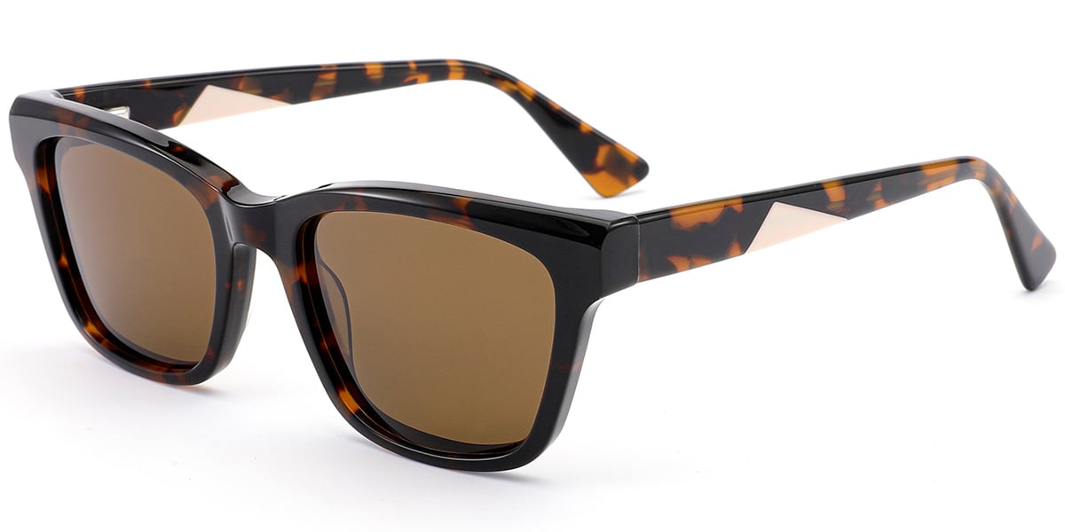 Acetate Rectangle Sunglasses tortoiseshell+amber_polarized