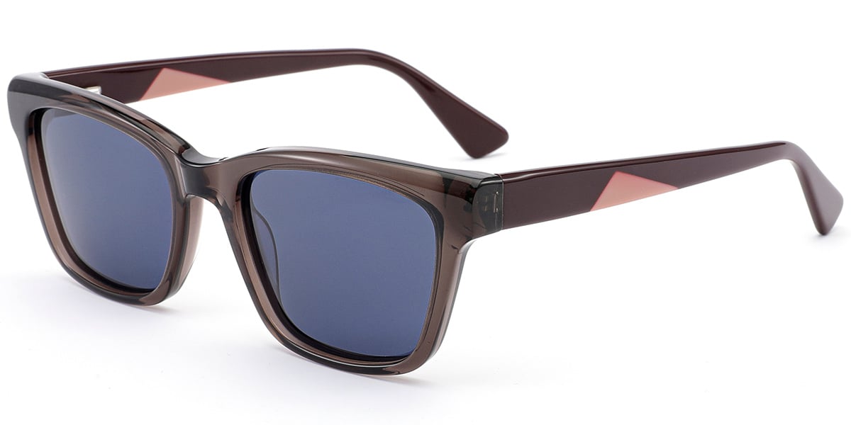 Acetate Rectangle Sunglasses translucent-brown+blue_polarized