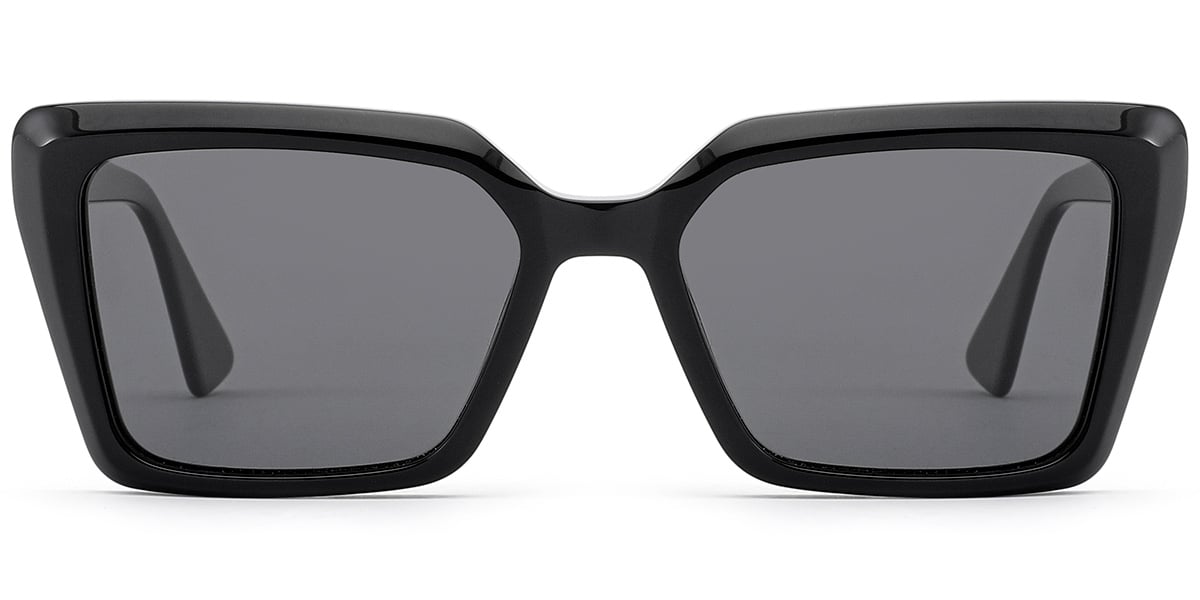 Acetate Rectangle Sunglasses black+dark_grey_polarized
