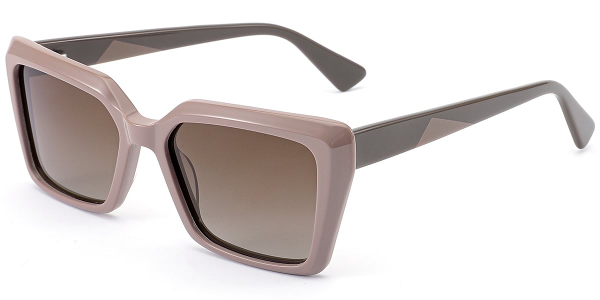 Acetate Rectangle Sunglasses pink+gradient_amber_polarized