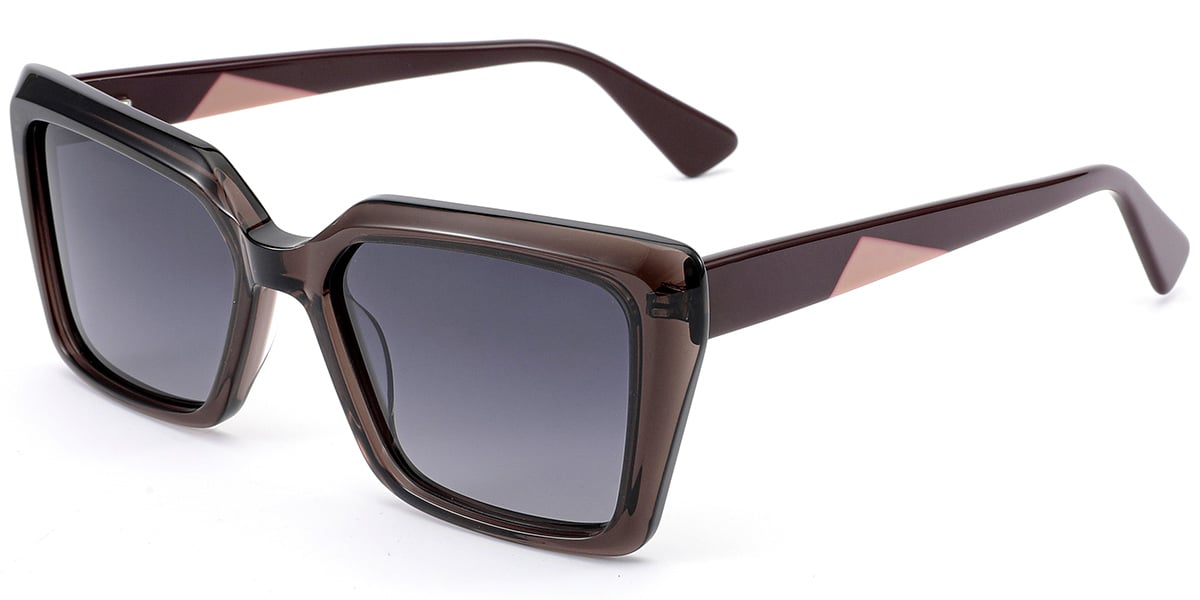 Acetate Rectangle Sunglasses translucent-brown+gradient_grey_polarized