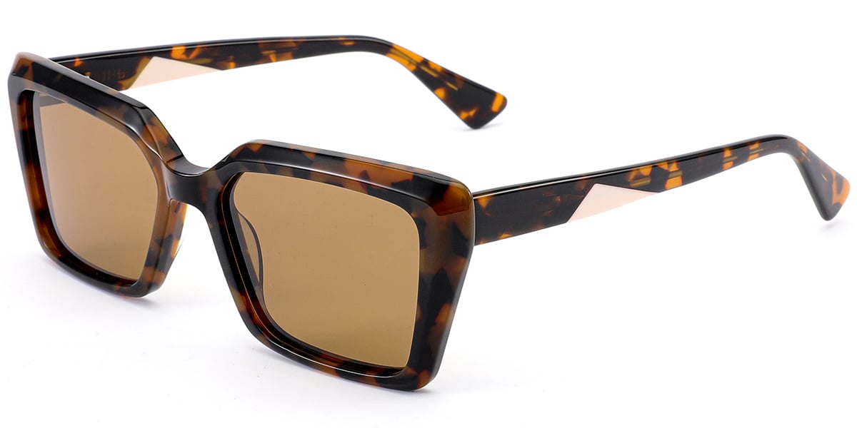 Acetate Rectangle Sunglasses tortoiseshell+amber_polarized