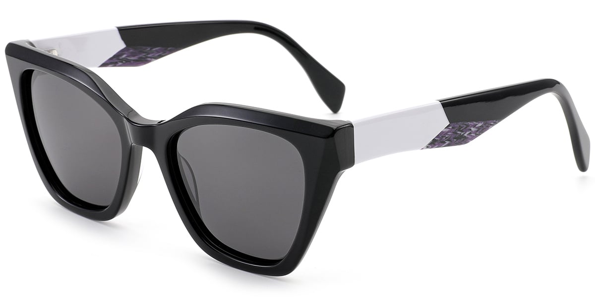 Acetate Square Sunglasses black+dark_grey_polarized