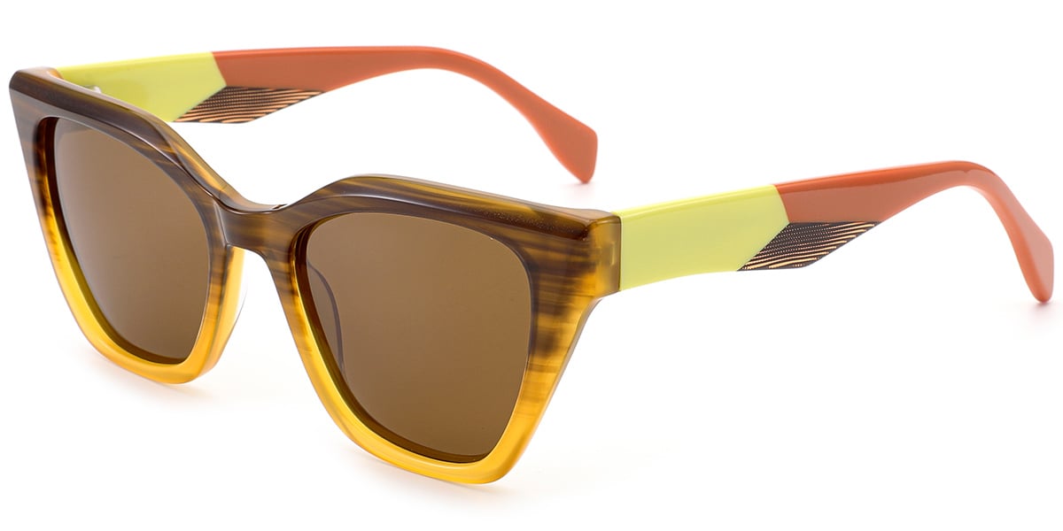 Acetate Square Sunglasses pattern-brown+amber_polarized